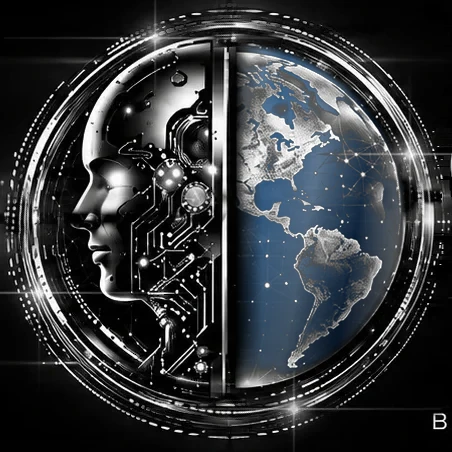 ODIAN emblem: a human profile with circuitry joined to the globe